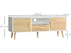 Meuble Tv Scandinave CADIX Aspect Bois Clair Et Blanc -Deco.fr Soldes Boutique meuble tv 21989017