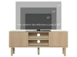Meuble TV Design BARCELONE Aspect Bois Clair 9 Meuble TV Design BARCELONE Aspect Bois Clair -Deco.fr Soldes Boutique meuble tv 21989031