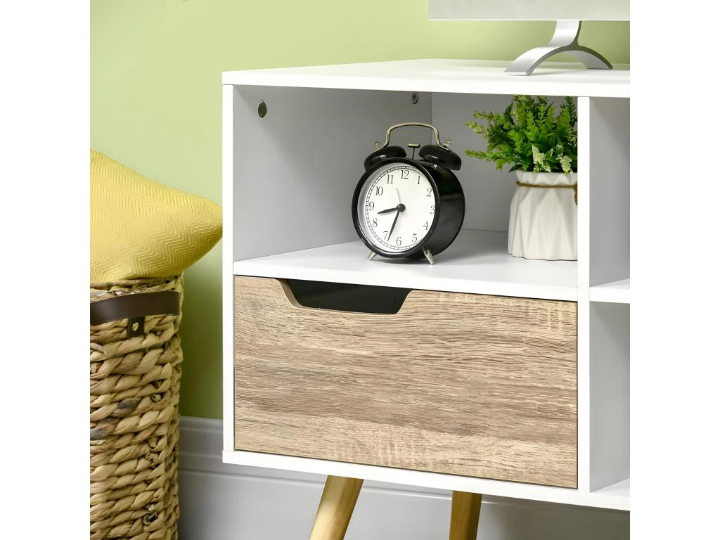 Meuble Tv LARISSA Blanc Et Aspect Bois 4 Meuble Tv LARISSA Blanc Et Aspect Bois – Image 4