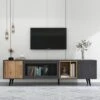 Meuble TV 200cm - Adapté Pour TV 90" - Avec Un Grand Espace De Rangement - Noir -Deco.fr Soldes Boutique meuble tv 22077355