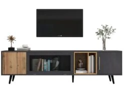 Meuble TV 200cm - Adapté Pour TV 90" - Avec Un Grand Espace De Rangement - Noir 8 Meuble TV 200cm - Adapté Pour TV 90" - Avec Un Grand Espace De Rangement - Noir -Deco.fr Soldes Boutique meuble tv 22077361