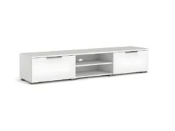 Malika Meuble TV Avec 2 Tiroirs Et 1 étagère, Blanc. -Deco.fr Soldes Boutique meuble tv 22088639