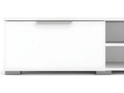 Malika Meuble TV Avec 2 Tiroirs Et 1 étagère, Blanc. -Deco.fr Soldes Boutique meuble tv 22088645