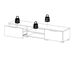 Malika Meuble TV Avec 2 Tiroirs Et 1 étagère, Blanc. -Deco.fr Soldes Boutique meuble tv 22088649