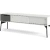 Fur Table TV Avec 2 Portes Coulissantes Et 1 Tiroir, Blanc Mat / Gris. 11 Fur Table TV Avec 2 Portes Coulissantes Et 1 Tiroir, Blanc Mat / Gris. -Deco.fr Soldes Boutique meuble tv 22088675