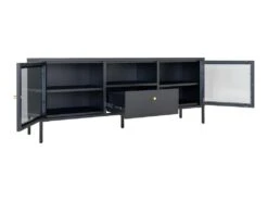 Dalby Table TV 2 Portes En Verre, 1 Tiroir, 1 Tablette Noir. -Deco.fr Soldes Boutique meuble tv 22088841