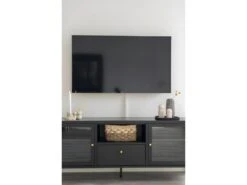 Dalby Table TV 2 Portes En Verre, 1 Tiroir, 1 Tablette Noir. -Deco.fr Soldes Boutique meuble tv 22088843