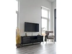 Dalby Table TV 2 Portes En Verre, 1 Tiroir, 1 Tablette Noir. -Deco.fr Soldes Boutique meuble tv 22088845