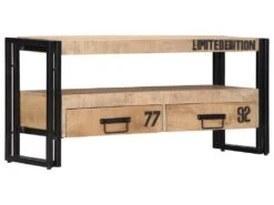 Meuble Télé Buffet Tv Télévision Design Pratique 100 Cm Bois Massif De Manguier 2502272