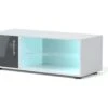 KORA Meuble TV Contemporain Avec éclairage LED Laqué Gris - L 100 Cm -Deco.fr Soldes Boutique meuble tv 22126225