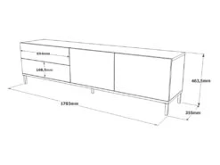 Meuble TV Luvio Pieds Métal - Venprodin - 170 Cm Chêne -Deco.fr Soldes Boutique meuble tv 22132097