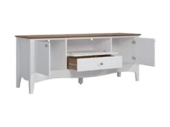 Lissabon Table TV 2 Portes, 1 Tiroir Og 1 Claquement De Porte Blanc,marron. -Deco.fr Soldes Boutique meuble tv 22162697