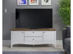 Lissabon Table TV 2 Portes, 1 Tiroir Og 1 Claquement De Porte Blanc,marron. -Deco.fr Soldes Boutique meuble tv 22162699