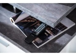 Mood Meuble TV 2 Portes, 2 Tiroirs, 4 Espaces De Rangement, 2 Rabats Blanc, Décor Pierre. -Deco.fr Soldes Boutique meuble tv 22163041