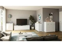Linus Table TV 2 Portes, 1 Tiroir Blanche. -Deco.fr Soldes Boutique meuble tv 22163671