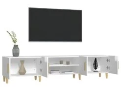 Meuble TV Blanc Brillant 180x31,5x40 Cm Bois D'ingénierie -Deco.fr Soldes Boutique meuble tv 22348427