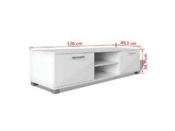 Meuble Télé Buffet Tv Télévision Design Pratique à Haute Brillance Blanc 120 Cm 2502039 -Deco.fr Soldes Boutique meuble tv 22365329