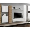 Ensemble De Meubles Design De Salon SWITCH VI. Coloris Chêne Et Blanc Finition Chêne Effet Fraisé Et Blanches Brillantes. -Deco.fr Soldes Boutique meuble tv 22449619