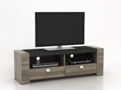 Meuble TV METEORITE - 2 Niches & 2 Tiroirs - MDF Plateau Effet Granite 20 Meuble TV METEORITE - 2 Niches & 2 Tiroirs - MDF Plateau Effet Granite -Deco.fr Soldes Boutique meuble tv 225729
