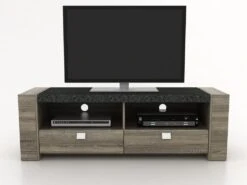 Meuble TV METEORITE - 2 Niches & 2 Tiroirs - MDF Plateau Effet Granite 19 Meuble TV METEORITE - 2 Niches & 2 Tiroirs - MDF Plateau Effet Granite -Deco.fr Soldes Boutique meuble tv 225735