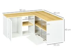 Meuble TV D'angle Banc TV En L 2 Portes 3 Niches Panneaux Aspect Bois Chêne Clair Blanc 7 Meuble TV D'angle Banc TV En L 2 Portes 3 Niches Panneaux Aspect Bois Chêne Clair Blanc -Deco.fr Soldes Boutique meuble tv 22962503