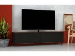 Meuble TV 80 Pouces 4 Portes 4 Niches Châtaignier Et Noir -Deco.fr Soldes Boutique meuble tv 22970049