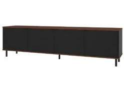 Meuble TV 80 Pouces 4 Portes 4 Niches Châtaignier Et Noir -Deco.fr Soldes Boutique meuble tv 22970051