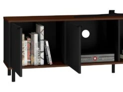 Meuble TV 80 Pouces 4 Portes 4 Niches Châtaignier Et Noir -Deco.fr Soldes Boutique meuble tv 22970053