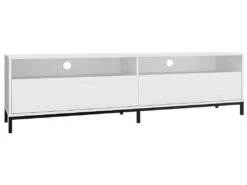 Meuble TV 70 Pouces 2 Abattants 4 Niches Blanc Pieds Métal 8 Meuble TV 70 Pouces 2 Abattants 4 Niches Blanc Pieds Métal -Deco.fr Soldes Boutique meuble tv 22970083