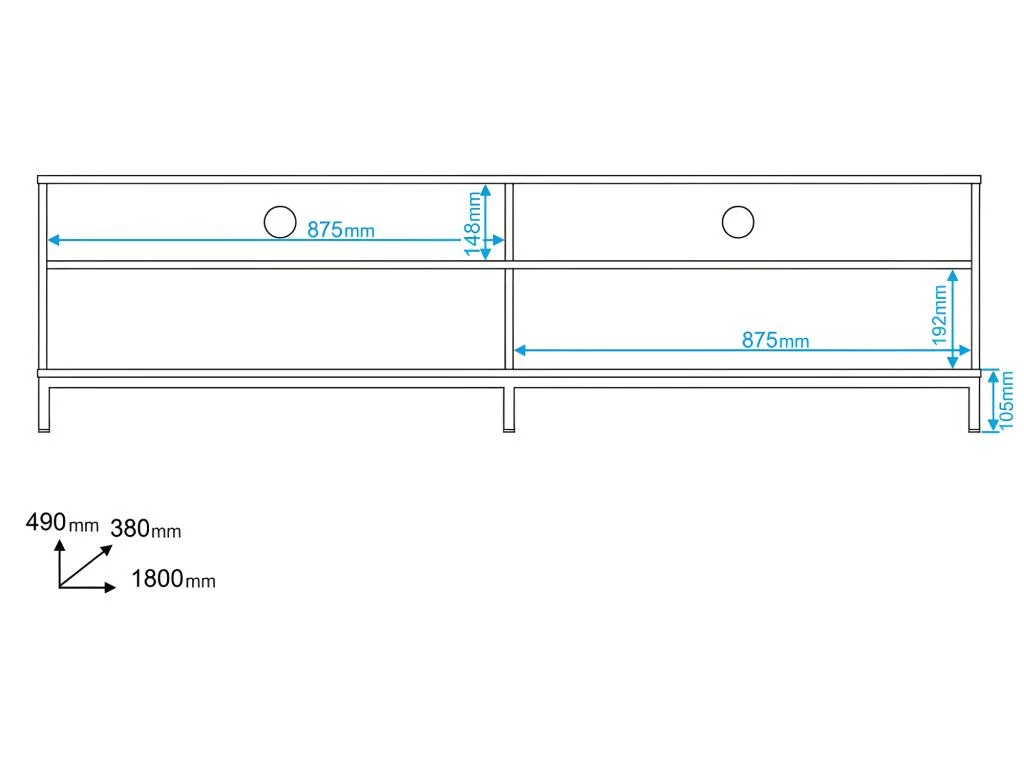 Meuble TV 70 Pouces 2 Abattants 4 Niches Blanc Pieds Métal 5 Meuble TV 70 Pouces 2 Abattants 4 Niches Blanc Pieds Métal – Image 5
