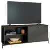 Meuble TV Bar 60 Pouces Noir 1 Porte 4 Niches Pieds Métal Ronds 4 Meuble TV Bar 60 Pouces Noir 1 Porte 4 Niches Pieds Métal Ronds -Deco.fr Soldes Boutique meuble tv 22970097