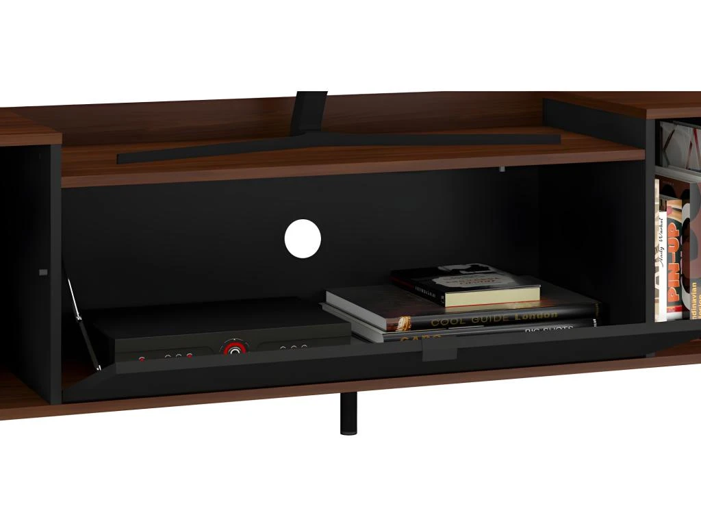 Meuble TV BAR 70 Pouces 3 Portes 3 Niches Châtaignier Noir 3 Meuble TV BAR 70 Pouces 3 Portes 3 Niches Châtaignier Noir – Image 3