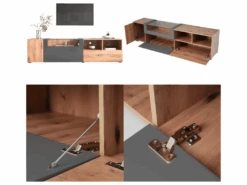 Meuble TV 190 Cm - Avec LED Et Espace D'exposition En Verre - Style Campagnard - Gris & Naturel 13 Meuble TV 190 Cm - Avec LED Et Espace D'exposition En Verre - Style Campagnard - Gris & Naturel -Deco.fr Soldes Boutique meuble tv 22991471