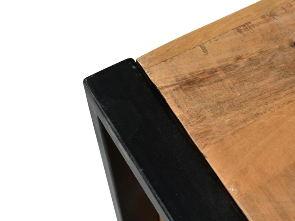 Meuble TV Avec 3 Tiroirs Et 1 Niche En Bois De Manguier Et Métal Noir - Naturel Clair - HARLEM 4 Meuble TV Avec 3 Tiroirs Et 1 Niche En Bois De Manguier Et Métal Noir - Naturel Clair - HARLEM – Image 4