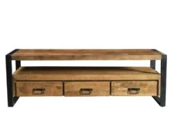 Meuble TV Avec 3 Tiroirs Et 1 Niche En Bois De Manguier Et Métal Noir - Naturel Clair - HARLEM 7 Meuble TV Avec 3 Tiroirs Et 1 Niche En Bois De Manguier Et Métal Noir - Naturel Clair - HARLEM -Deco.fr Soldes Boutique meuble tv 295907