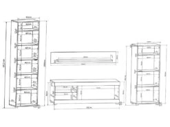 Mur TV COURTNEY Avec Rangements - LEDs - Blanc Avec Portes Aspect Béton -Deco.fr Soldes Boutique meuble tv 302621