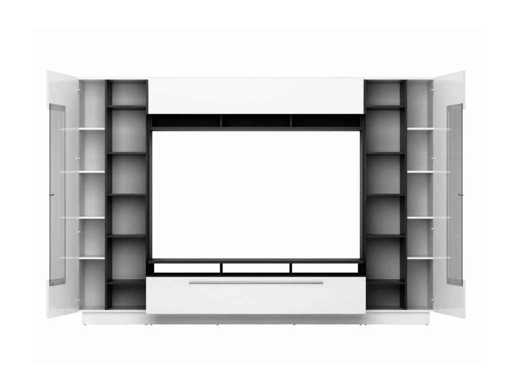Mur TV BLAKE Avec Rangements - LEDs - MDF - Blanc 2 Mur TV BLAKE Avec Rangements - LEDs - MDF - Blanc – Image 2