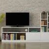 Mur TV Avec Rangements - Coloris : Blanc - FIDANA