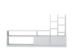 Mur TV Avec Rangements - Coloris : Blanc - FIDANA -Deco.fr Soldes Boutique meuble tv 3350531