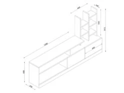 Mur TV Avec Rangements - Coloris : Blanc - FIDANA -Deco.fr Soldes Boutique meuble tv 3350533