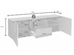 Meuble TV CALISTO - LEDs - 2 Portes & 1 Tiroir - Blanc Laqué -Deco.fr Soldes Boutique meuble tv 381781