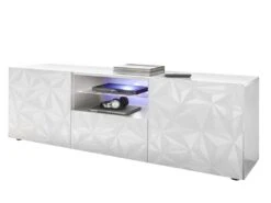 Meuble TV ERIS - LEDs - 2 Portes & 1 Tiroir - Blanc Laqué -Deco.fr Soldes Boutique meuble tv 381799