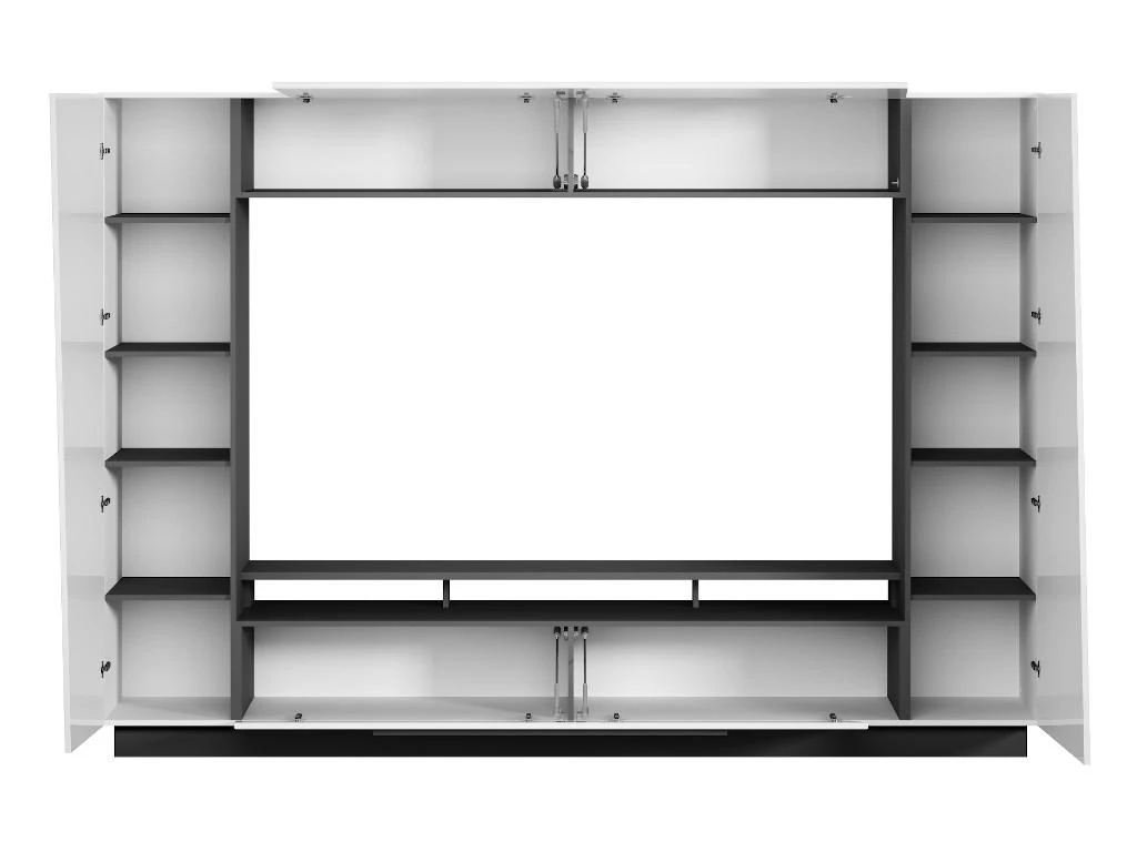 Mur TV CHACE Avec Rangements - LEDs - MDF Laqué Blanc 3 Mur TV CHACE Avec Rangements - LEDs - MDF Laqué Blanc – Image 3