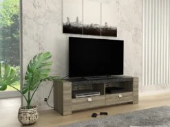 Meuble TV METEORITE - 2 Niches & 2 Tiroirs - MDF Plateau Effet Granite 13 Meuble TV METEORITE - 2 Niches & 2 Tiroirs - MDF Plateau Effet Granite -Deco.fr Soldes Boutique meuble tv 421407