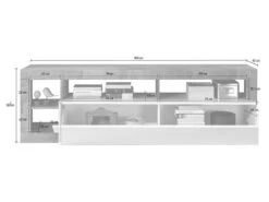 Meuble TV SEFRO - 1 Porte Et 4 Niches - Blanc Laqué Et Béton -Deco.fr Soldes Boutique meuble tv 437225