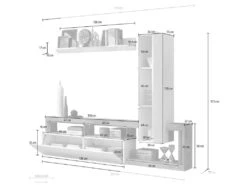 Mur TV Avec 2 Portes - Blanc Laqué Et Béton - SEFRO -Deco.fr Soldes Boutique meuble tv 437257
