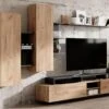 Mur TV Avec Rangements - Coloris : Naturel Et Anthracite - IDESIA 5 Mur TV Avec Rangements - Coloris : Naturel Et Anthracite - IDESIA -Deco.fr Soldes Boutique meuble tv 4424721