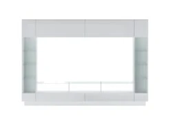 Mur TV Avec Rangements Et LEDs - Blanc Laqué - BRIANO -Deco.fr Soldes Boutique meuble tv 4444957