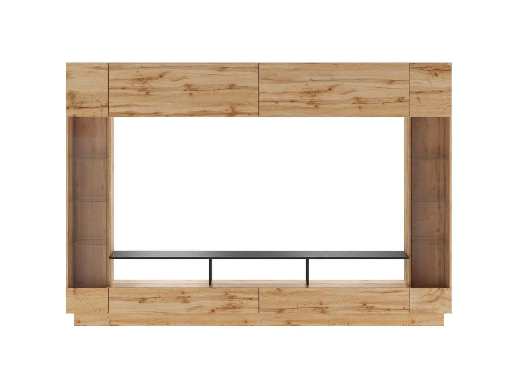 Mur TV Avec Rangements Et LEDs - Naturel - BRIANO 4 Mur TV Avec Rangements Et LEDs - Naturel - BRIANO – Image 4