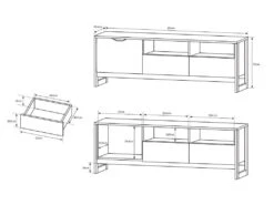 Meuble TV LAONILE - 1 Porte, 2 Tiroir Et 2 Niches - Noyer Et Anthracite -Deco.fr Soldes Boutique meuble tv 475997